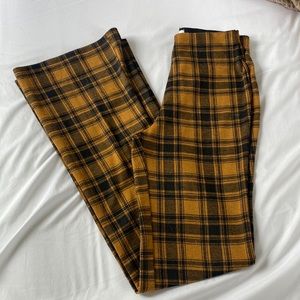 Wide leg plaid pants